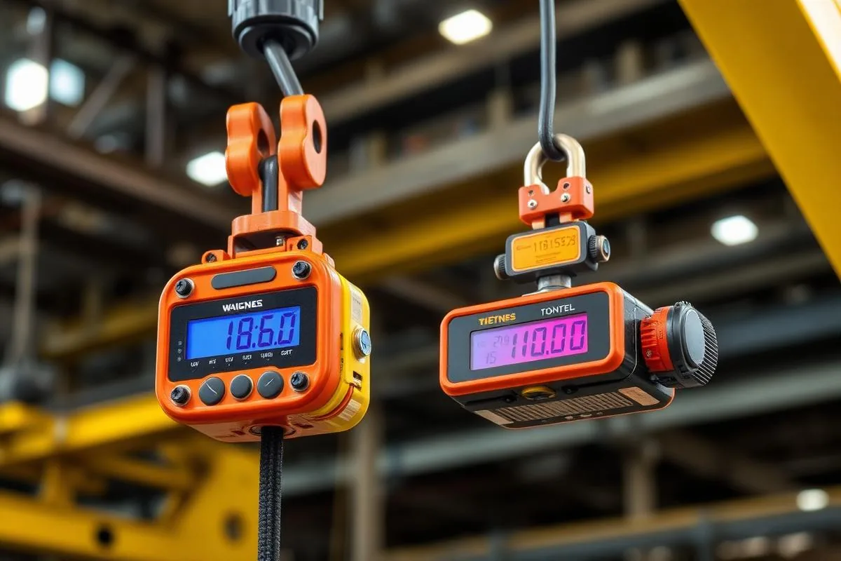 Digital load monitoring display and load cell used on lifting equipment