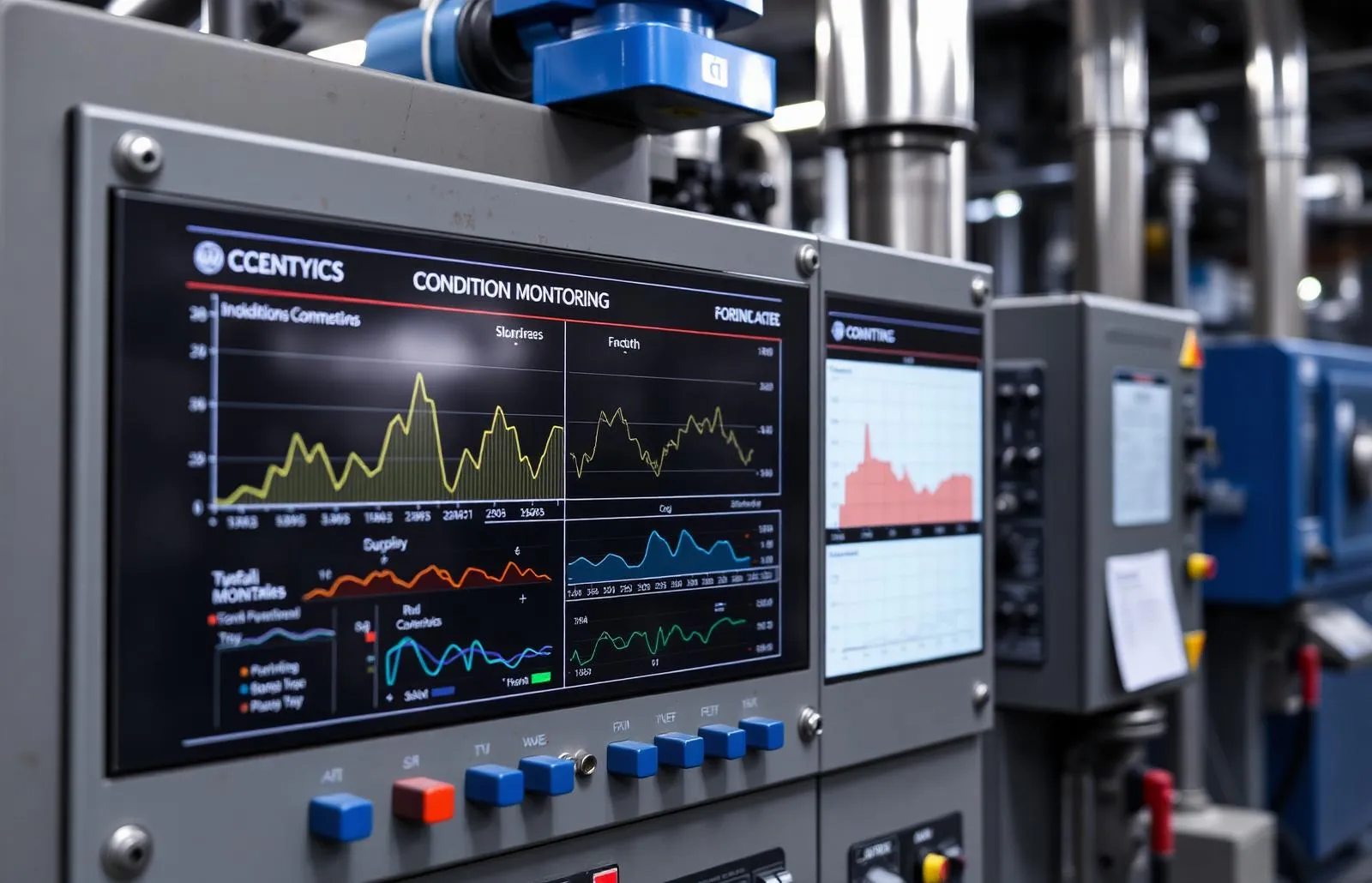 Industrial condition-monitoring dashboard displaying equipment health trends