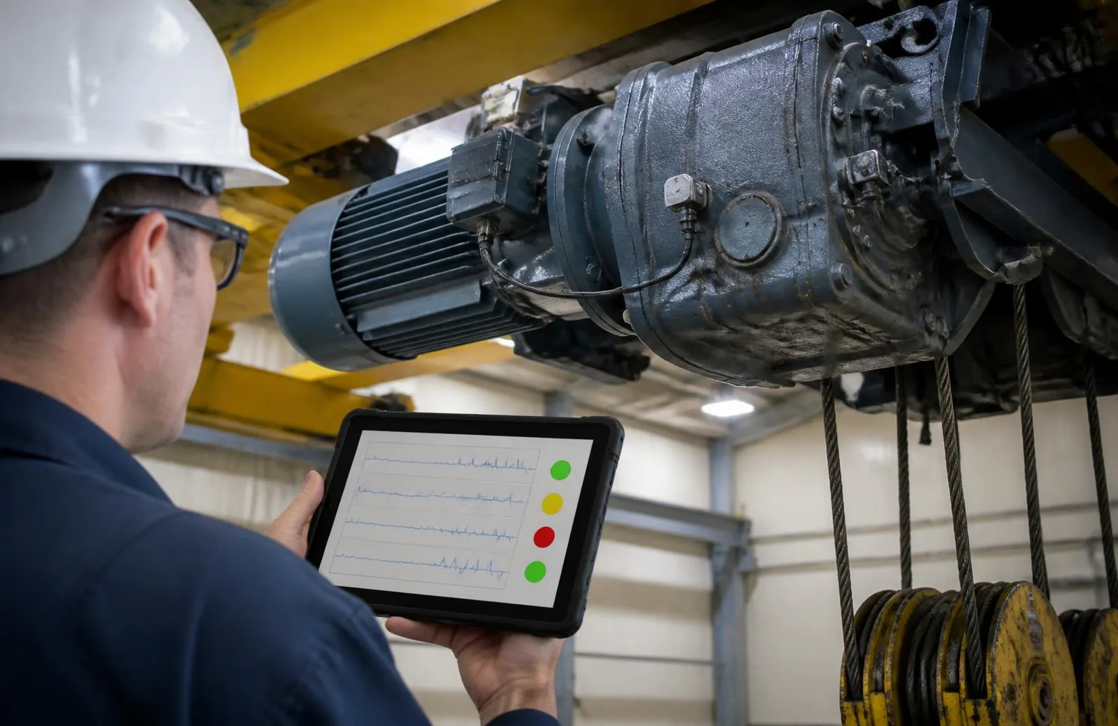 Condition monitoring dashboard displaying crane reliability data
